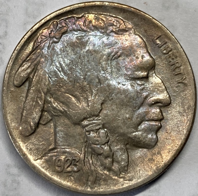 1923-Buffalo-Nickel-W/-Blue/Gold-Toning